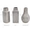 Silver Ceramic Geometric Dimensional Textured Vase Set with Varying Shapes & Grid Patterns